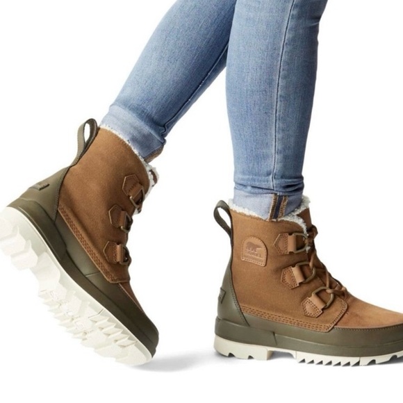 SOREL Tivoli IV Lug Sole Boots Tan/ Olive Green Size 8.5  Excellent condition. - Picture 6 of 12